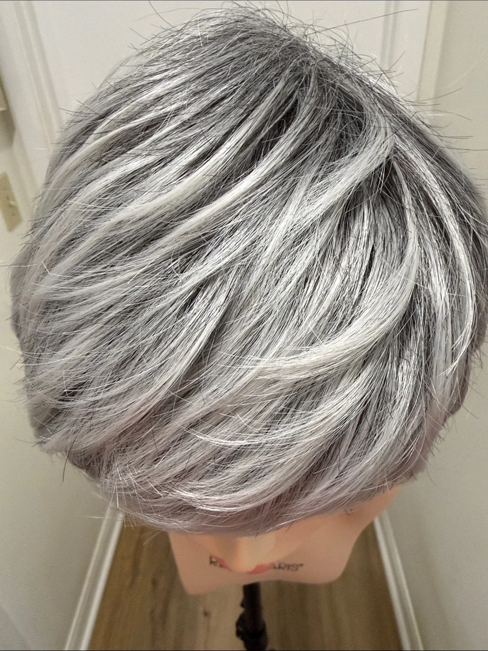 HAIR Pixie Cut with Bangs Free Part Silver/Gray/White